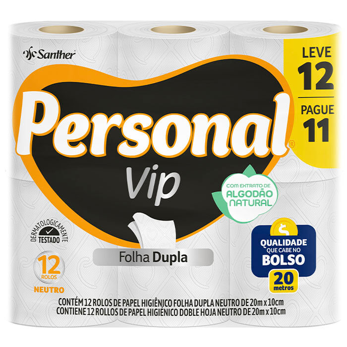 Papel Higienico Personal Folha Dupla VIP Neutro Le